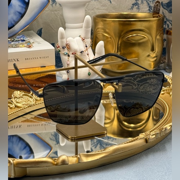 🆕 BALENCIAGA 🧿 NWOT BB0246SA 001 Tag Aviator Black Metal Sunglasses - Picture 14 of 15